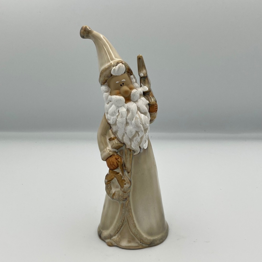 Santa Gnome Figurine with Christmas Tree Ceramic Holiday Decor Vintage - Picture 1 of 8